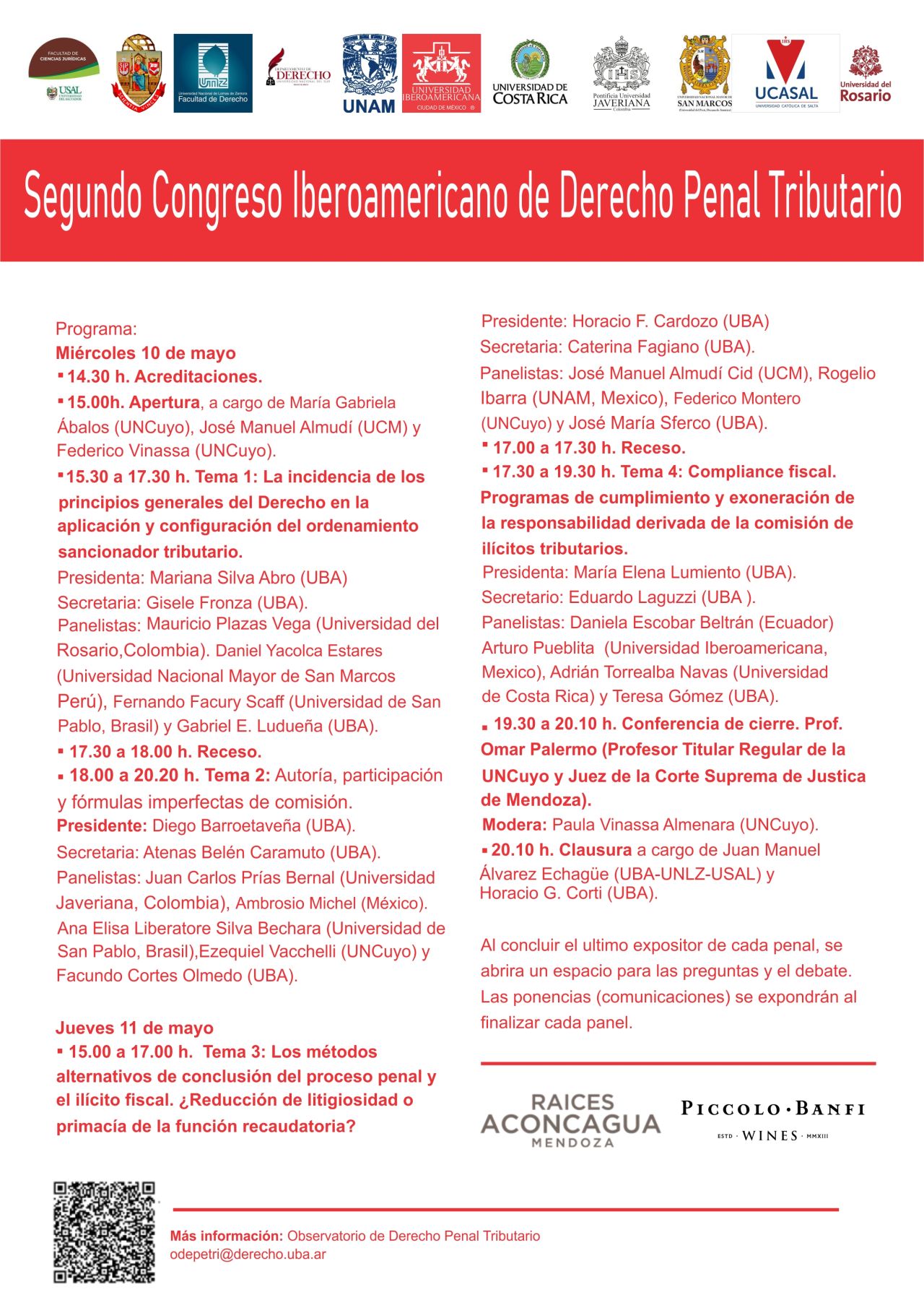Programa Segundo Congreso Iberoamericano de Derecho Penal Tributario